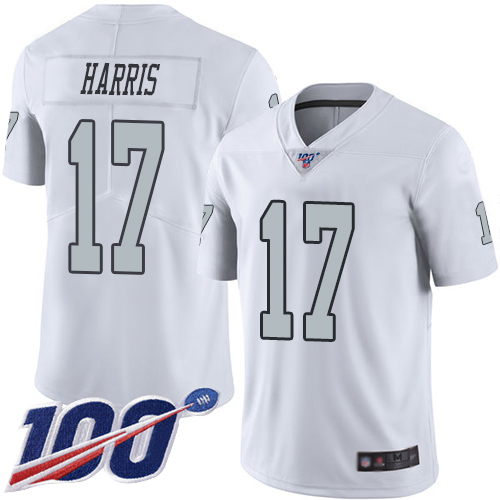 Men Oakland Raiders Limited White Dwayne Harris Jersey NFL Football #17 100th Season Rush Vapor Jersey